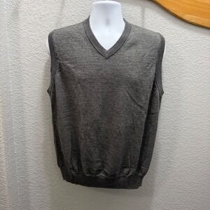 Alan Flusser XXL Mens‎ Gray 50% Merino Wool Blend V Neck Sweater Vest EUC